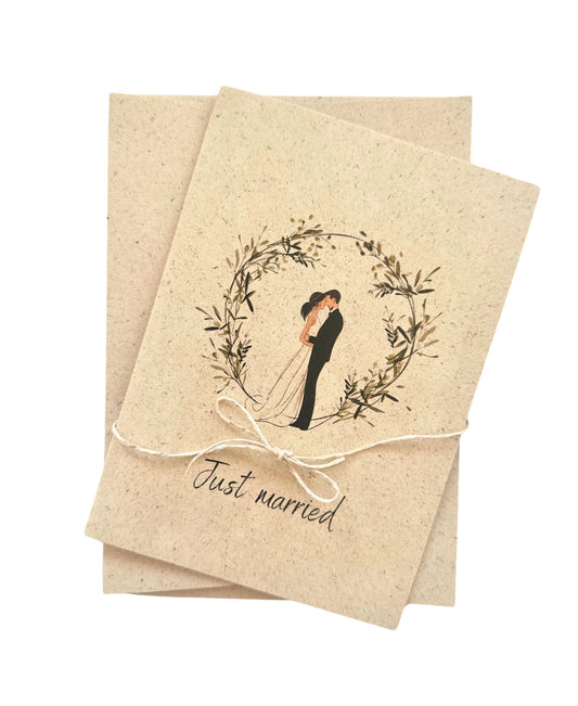 Hochzeitskarte aus Graspapier (A6) | Nachhaltige Klappkarte Aquarell Minimalistisch