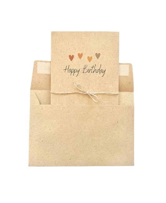 Glückwunschkarte "Happy Birthday" aus Graspapier (A6) | Nachhaltige Karte Minimalistisch