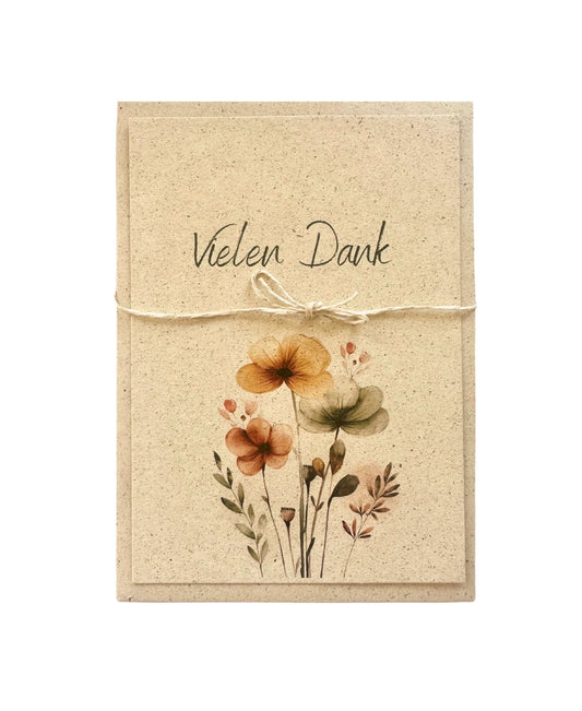 Nachhaltige Karte aus Graspapier (A6) - Dankeskarte