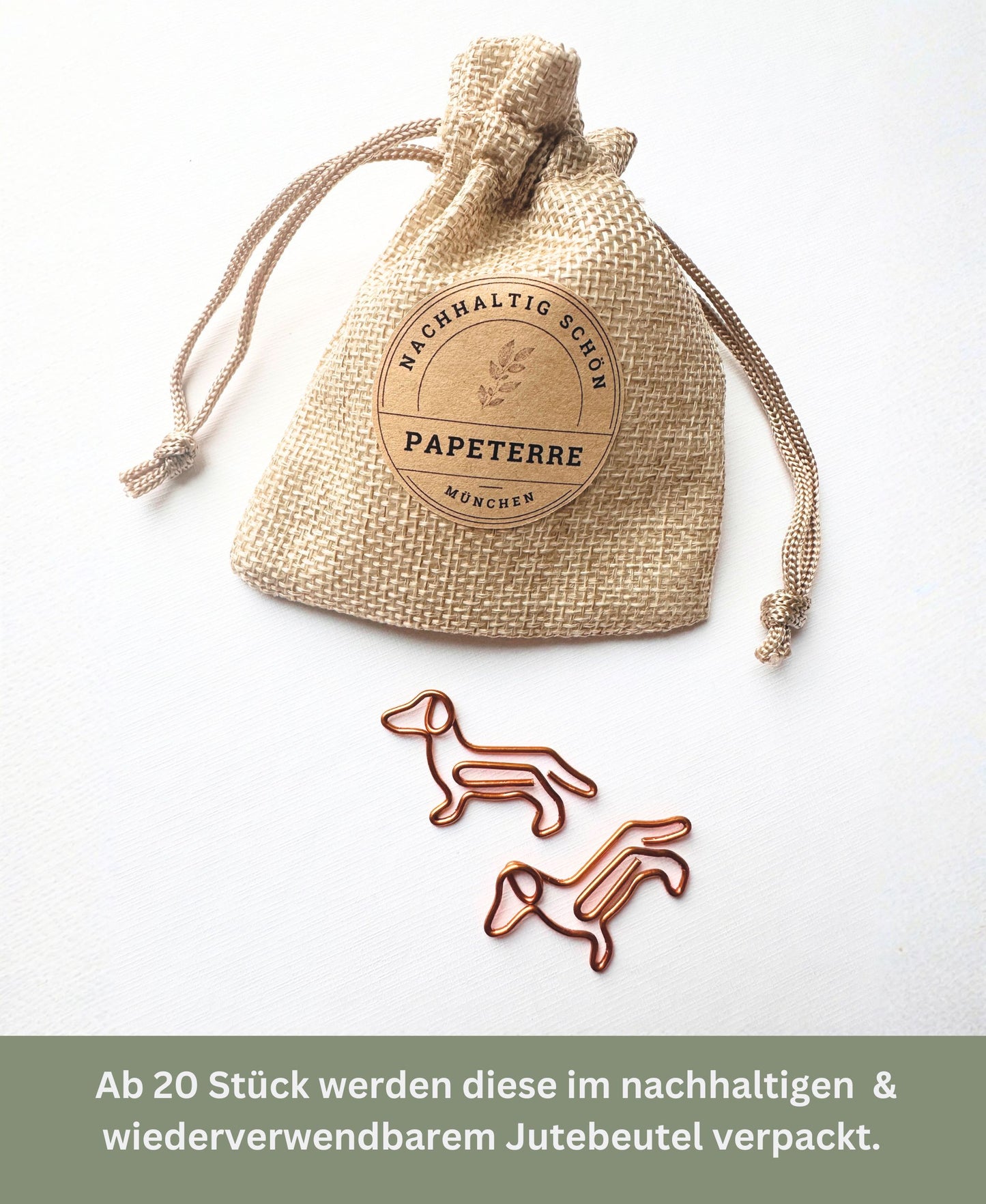 Dackel Weihnachten Geschenk Büroklammern Dackelform, Jutebeutel, Dackelfans Geschenkverpackung