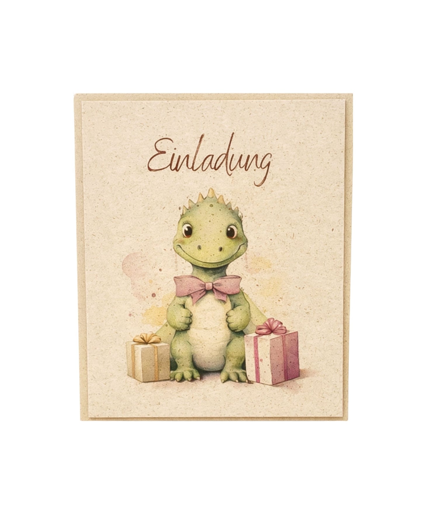 Dino Einladung Kindergeburtstag Set – A6 Einladungskarten aus Graspapier | nachhaltig & verspielt