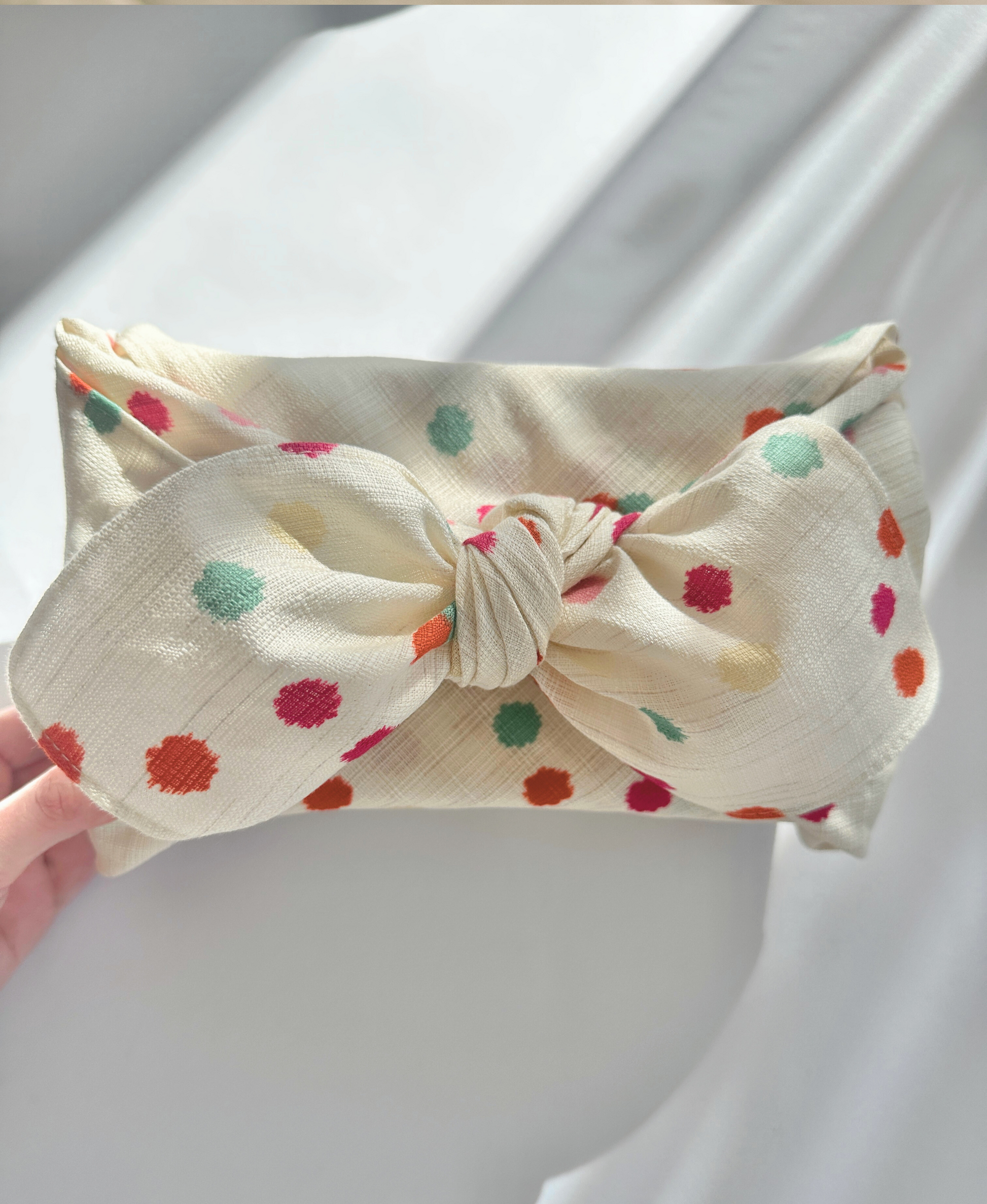 Furoshiki gepunktet Bio-Baumwolle nachhaltig verpacken 