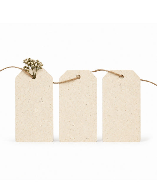 Geschenkanhänger aus Graspapier – 3-er Set