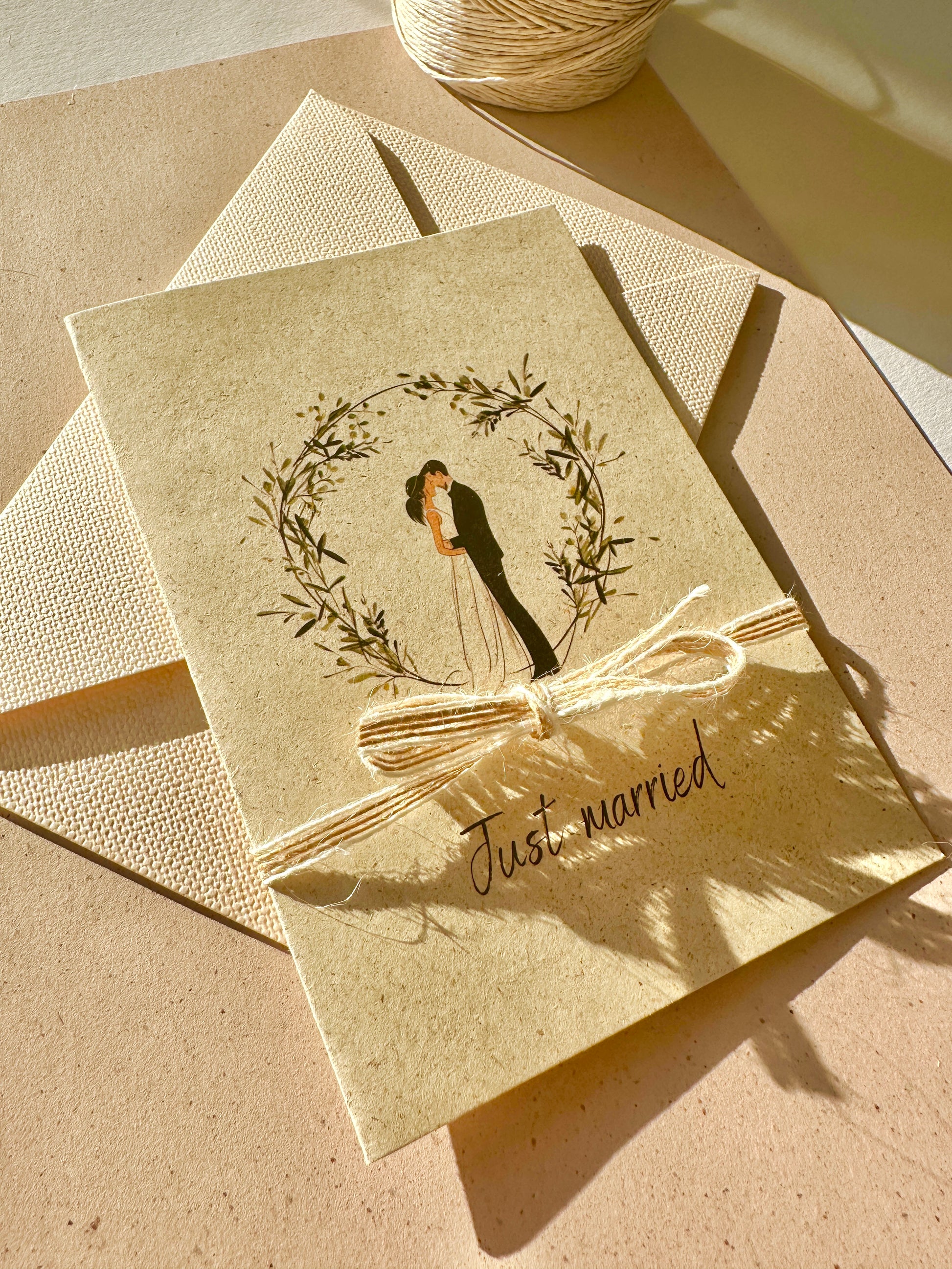 Nachhaltige Hochzeitskarte Gras, Graspapier Karte zur Hochzeit