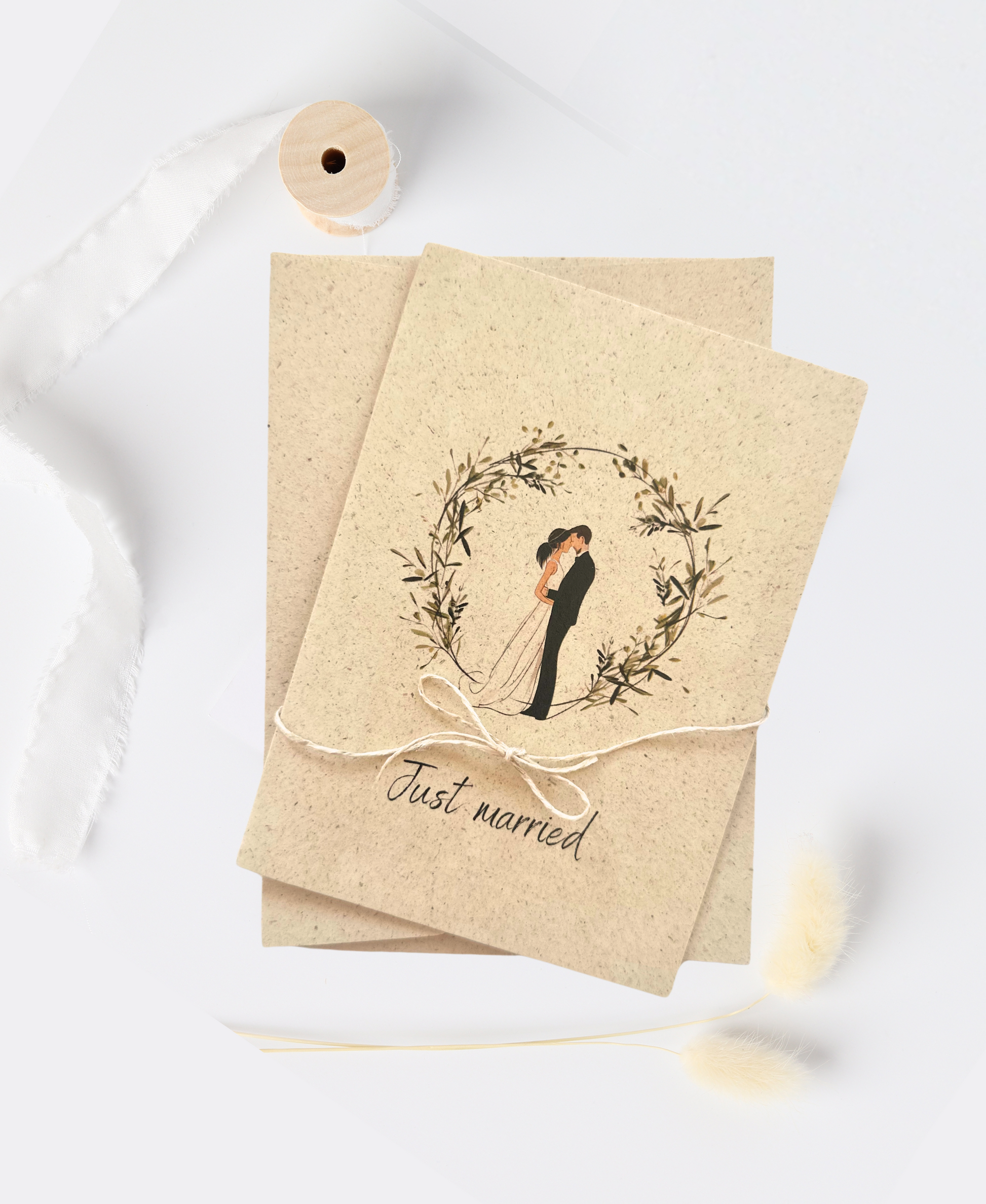 Hochzeitskarte aus Graspapier
