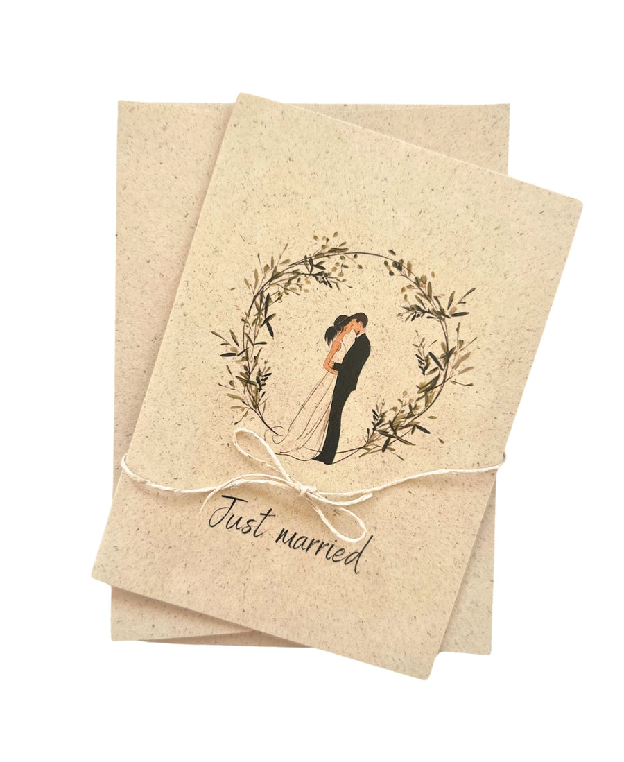 Hochzeitskarte aus Graspapier (A6) | Nachhaltige Klappkarte Aquarell Minimalistisch