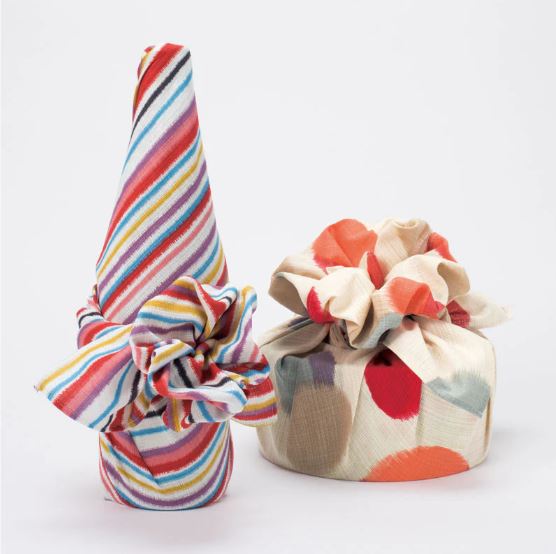 Furoshiki-Tuch mit Streifen, nachhaltig verpacken ohne Müll, Geschenkpapier Alternative, Furoshiki kaufen 