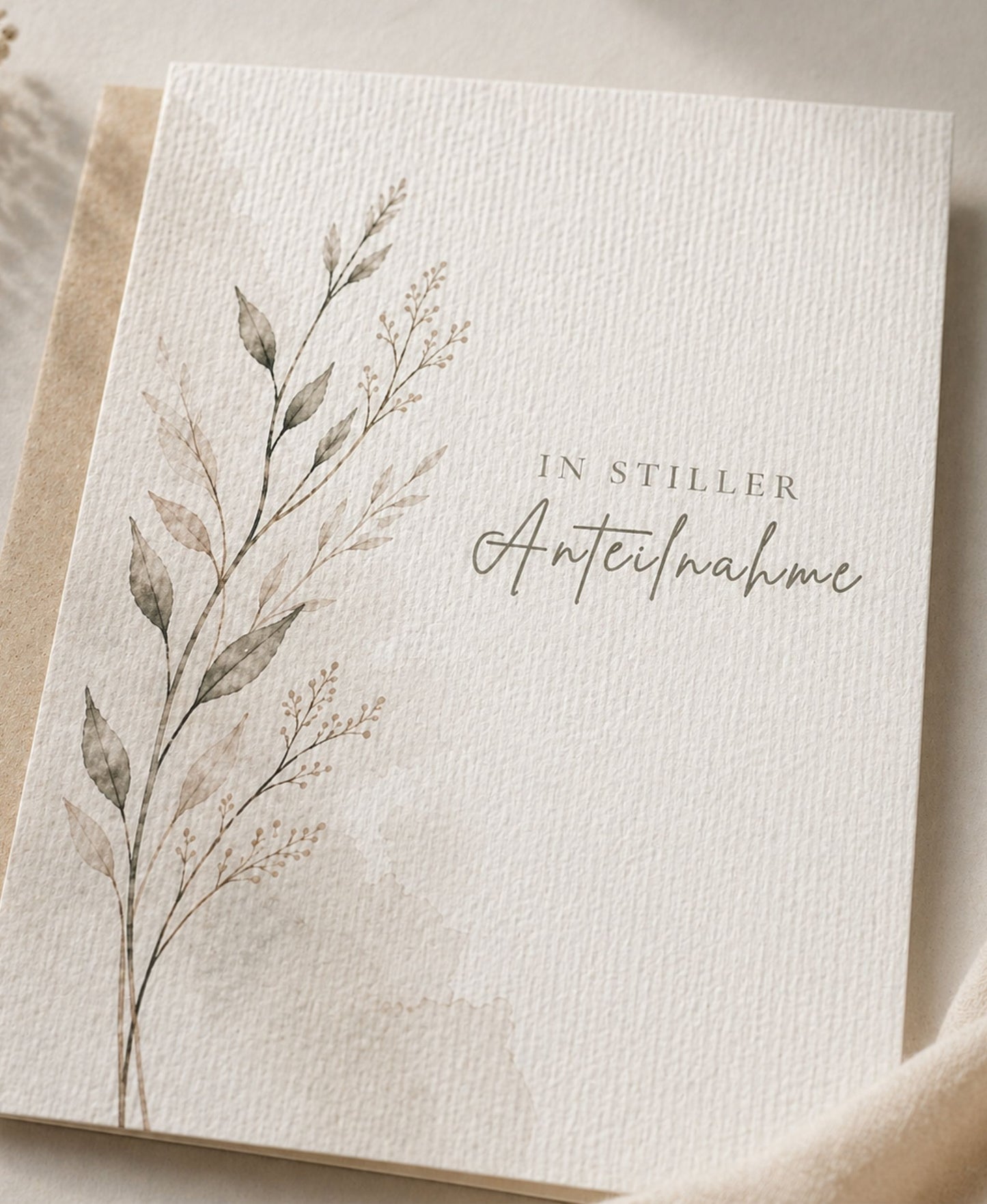Trauerkarte „In stiller Anteilnahme“ | Beileidskarte mit Aquarellmotiv