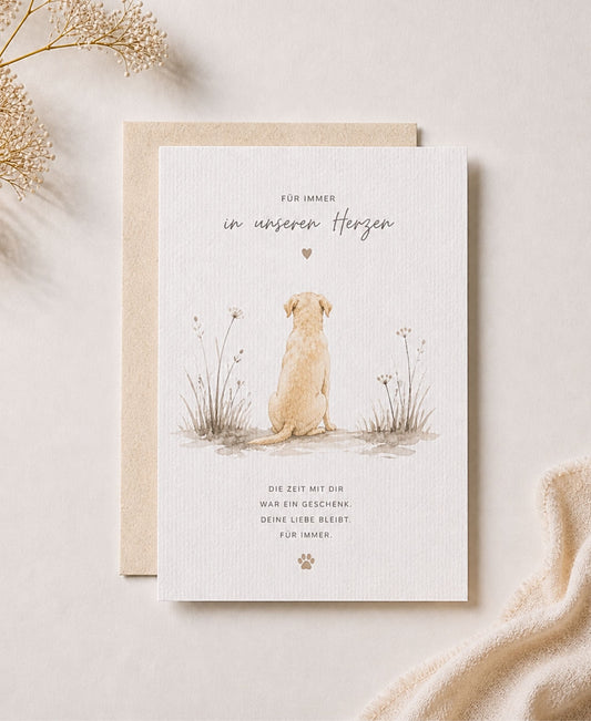Trauerkarte Golden Retriever mit Aquarellmotiv