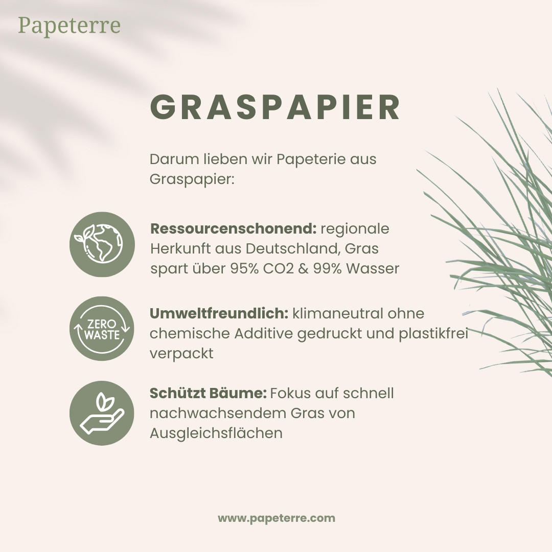 Nachhaltige Graspapierkarte (A6) - HOCHZEIT