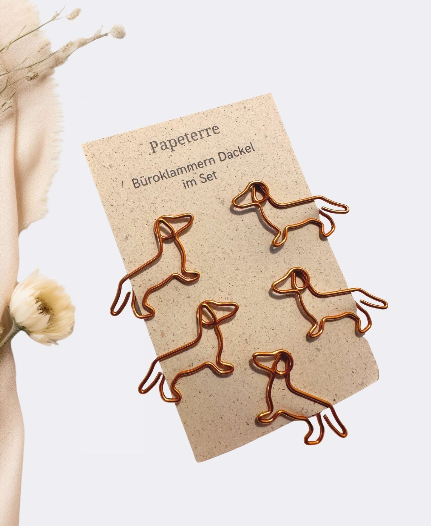 Dackel Geschenk Büroklammern Dackelform, Paperclips