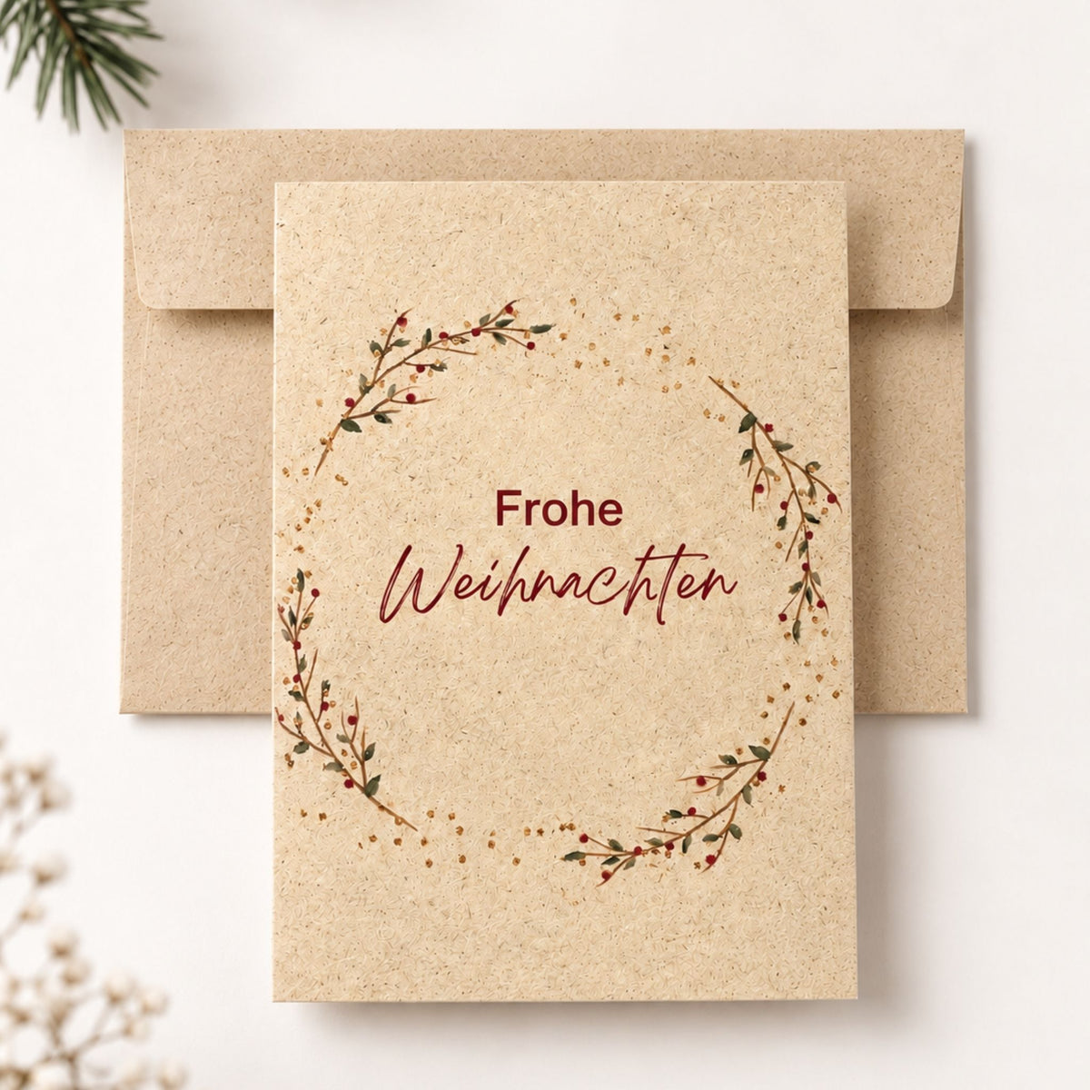 Nachhaltige Weihnachtskarte aus Graspapier, Detailansicht