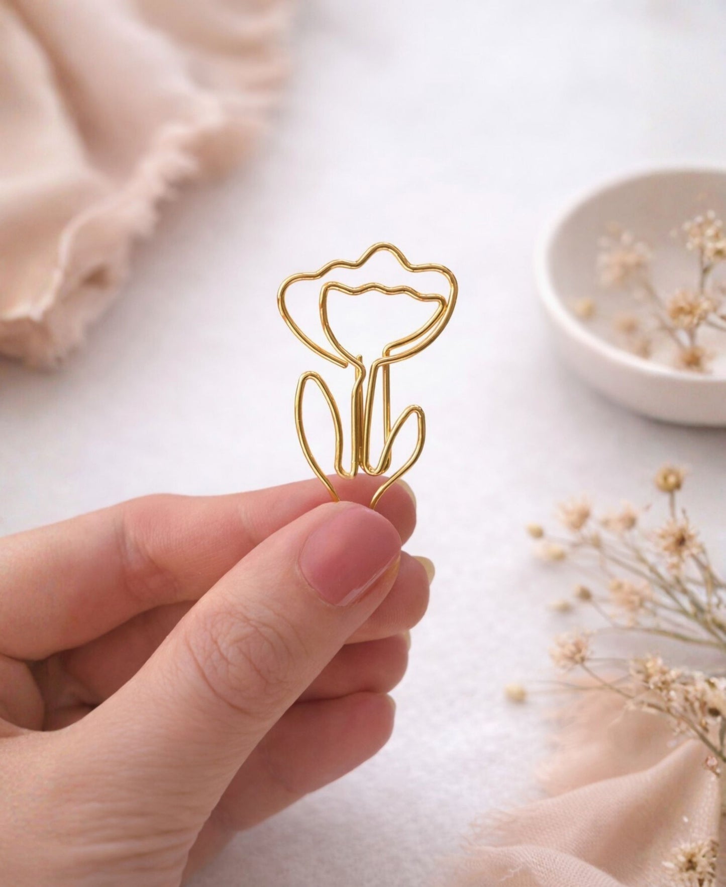 Blumen Büroklammern – 4er Set in Gold