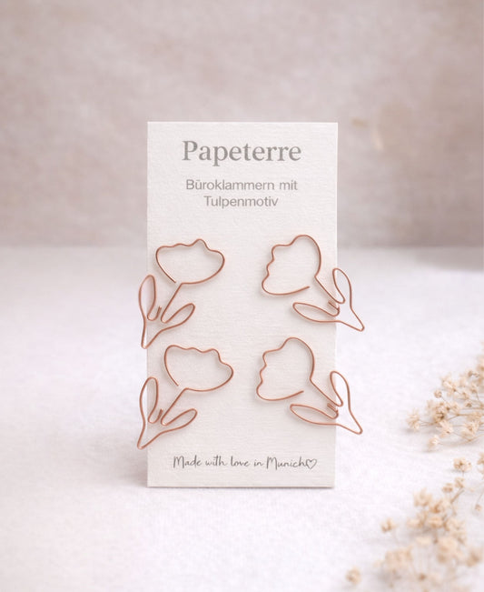 Blumen Büroklammern – 4er Set in Roségold