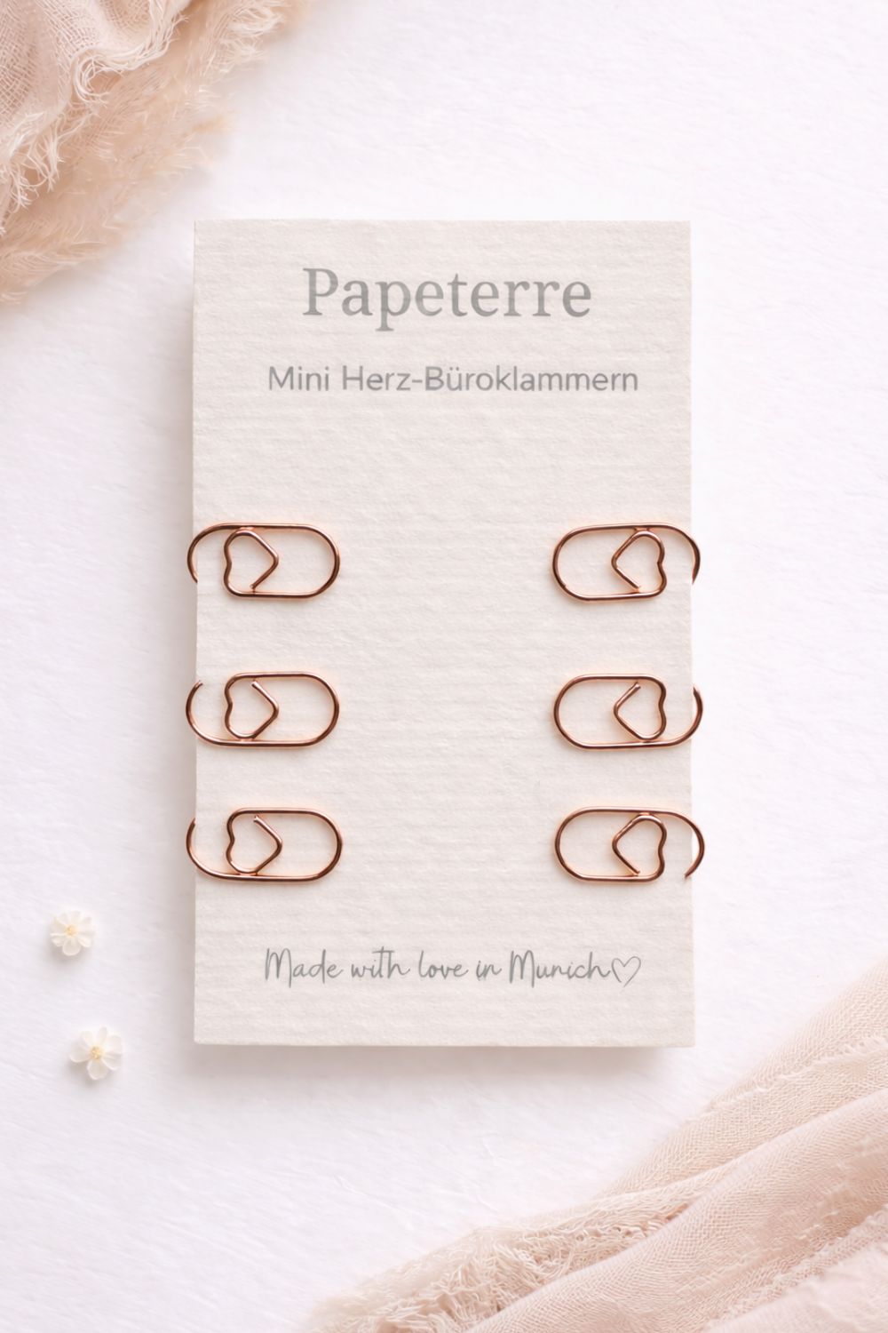 Bueroklammern Herz Roségold, 6-er Set Hochzeit  Liebe