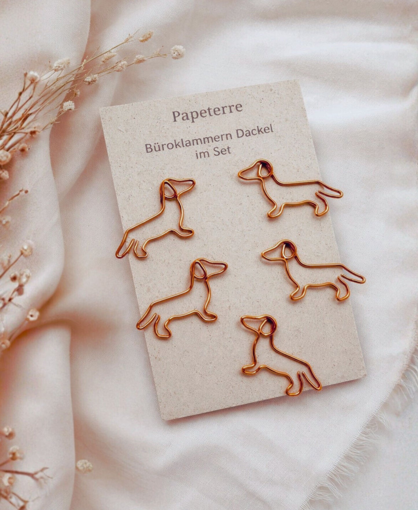 Dackel Büroklammern – kupfer/bronze – Set 5/10/20 Stück | Hund Paperclips