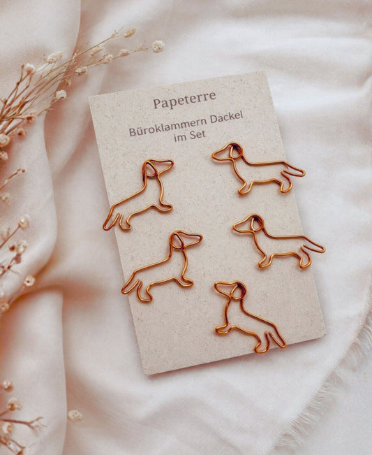 Dackel Büroklammern – kupfer/bronze – Set 5/10/20 Stück | Hund Paperclips