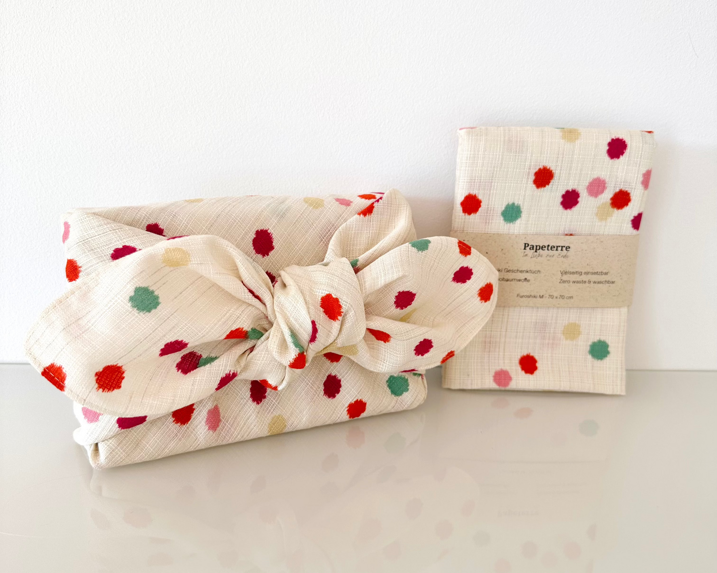 Furoshiki Set mit Taschenringen - Fine Dots