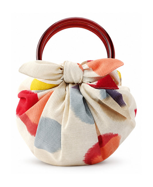 Furoshiki Tasche mit Taschenringen – Beige Dots