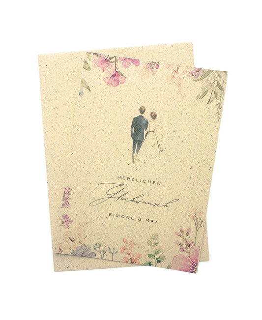 Hochzeitskarte Naturpapier A6 personlisierbar