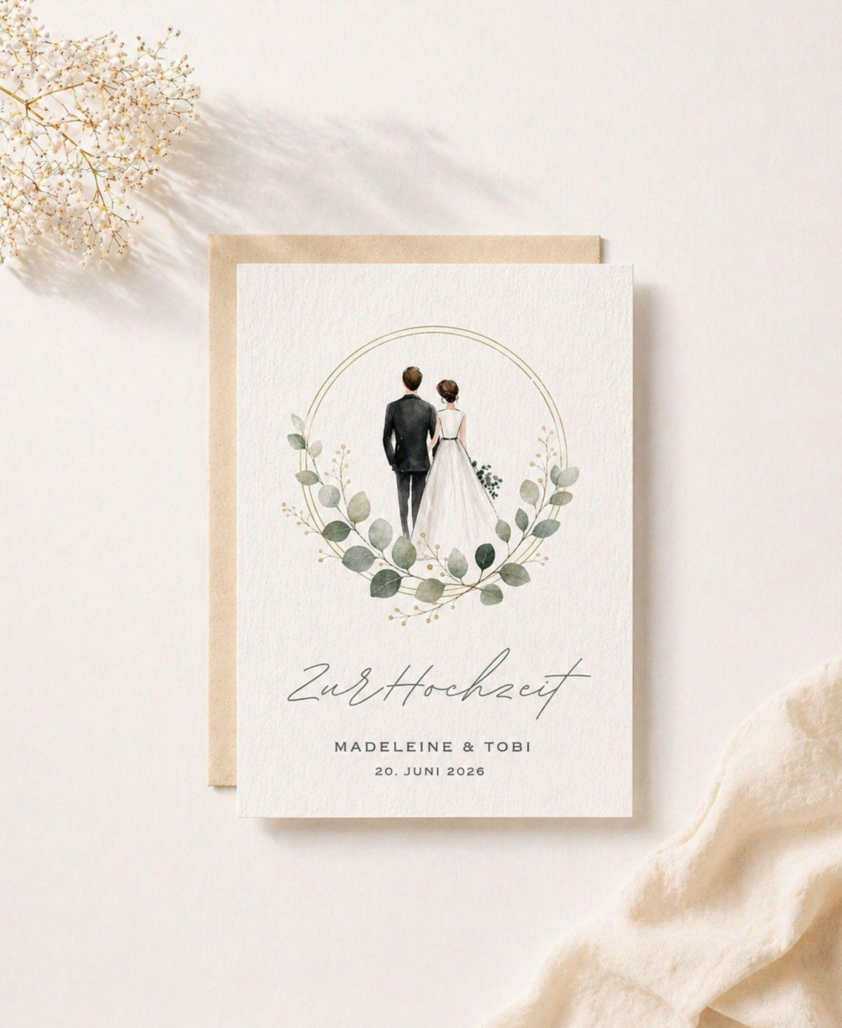 Personalisierte Hochzeitskarte Aquarell – nachhaltige Papeterie von Papeterre