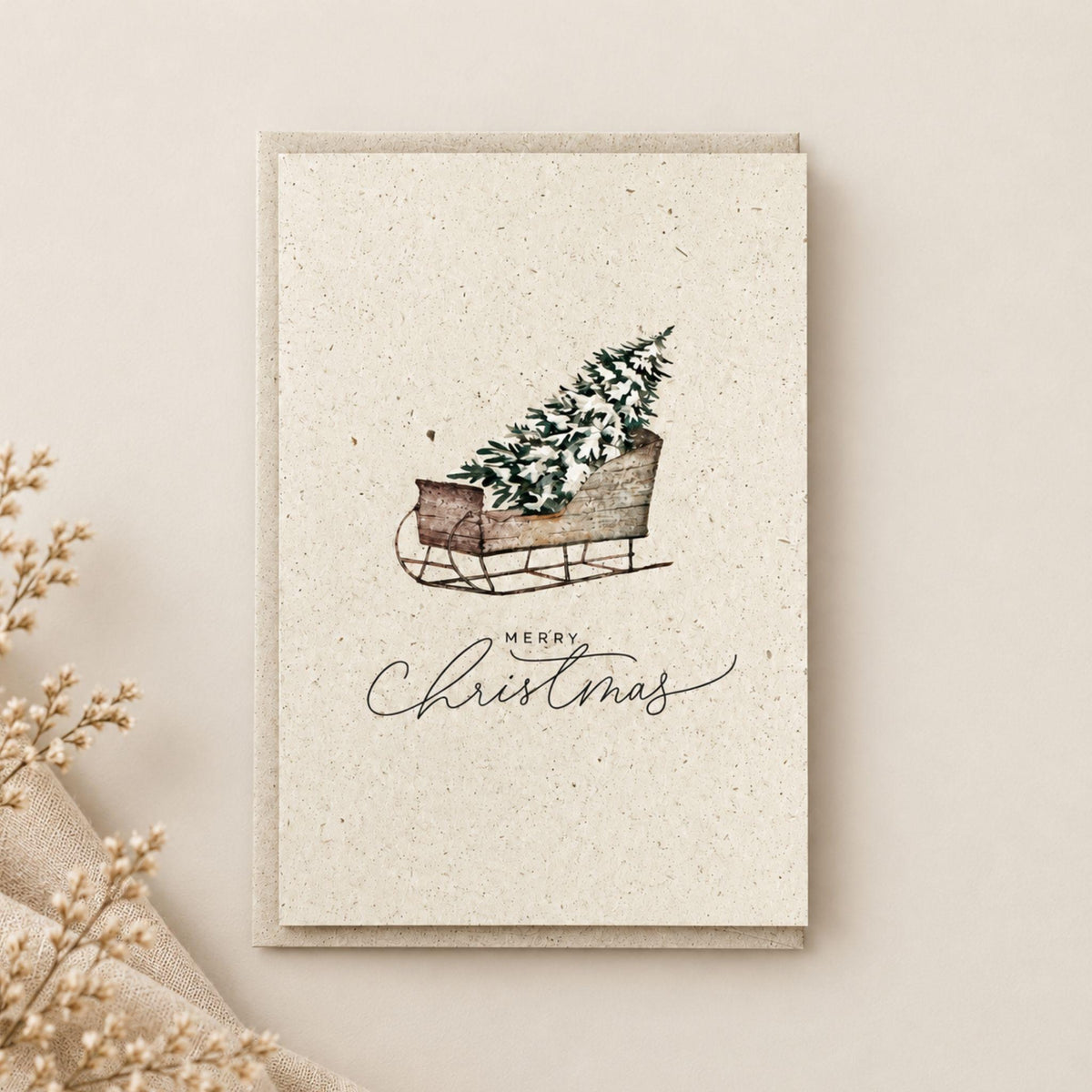 Weihnachtskarte Graspapier – nachhaltige Papeterie von Papeterre